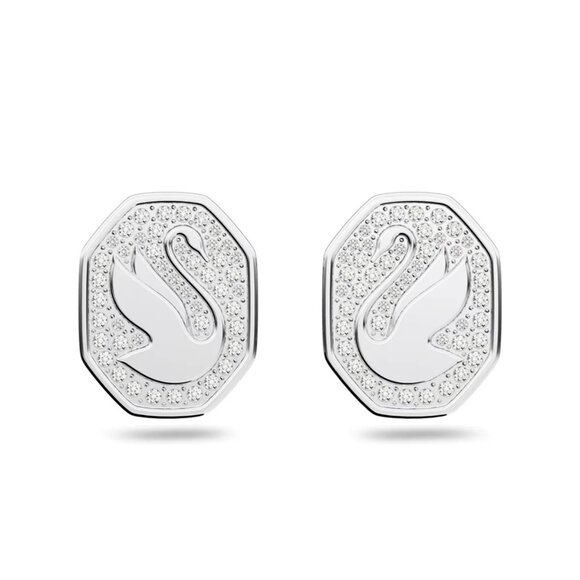 New Swarovski Signum Stud Earrings Swan with White Crystals - Picture 1 of 6